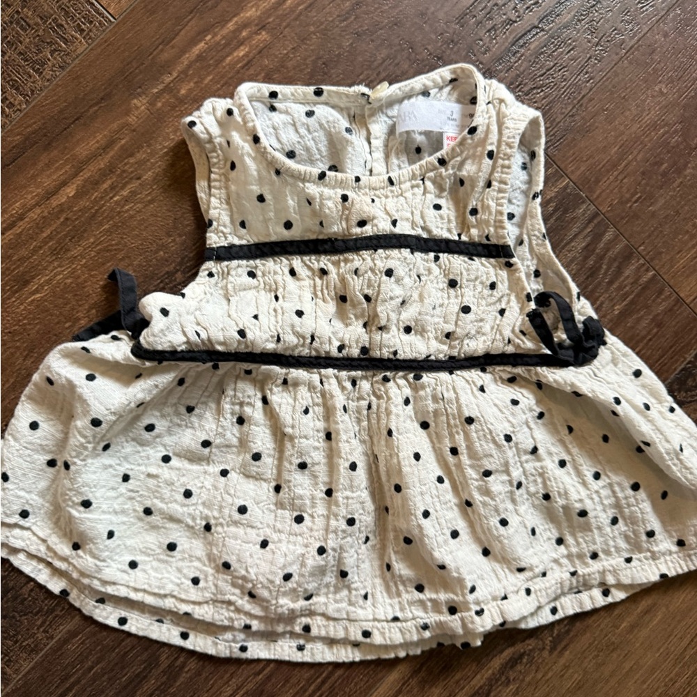 Zara Cream and Black Polka Dot swing top